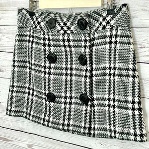 NWT Black & White Plaid Express‎ Mini Skirt Acrylic Wool Blend Holiday Party